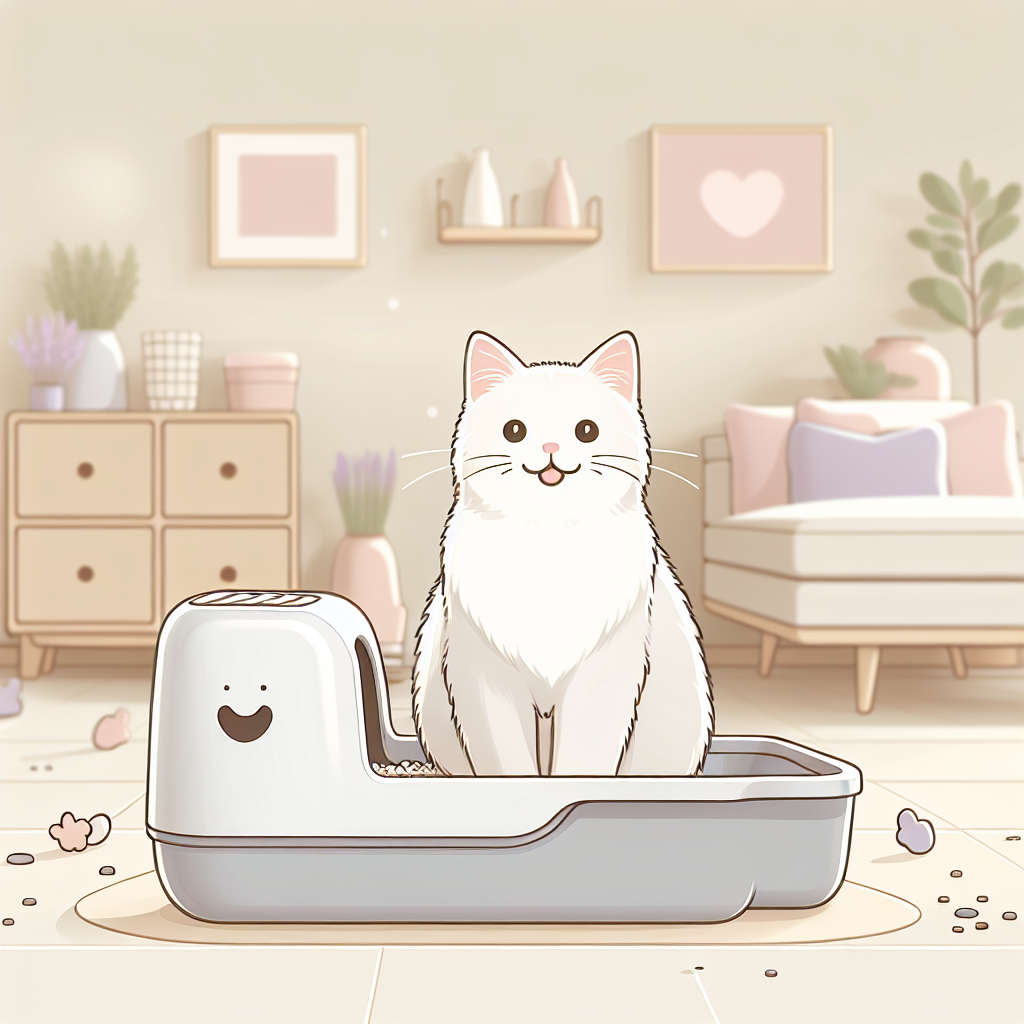 Chat tigré mangeant des croquettes sans céréales dans une gamelle moderne sur un tapis beige