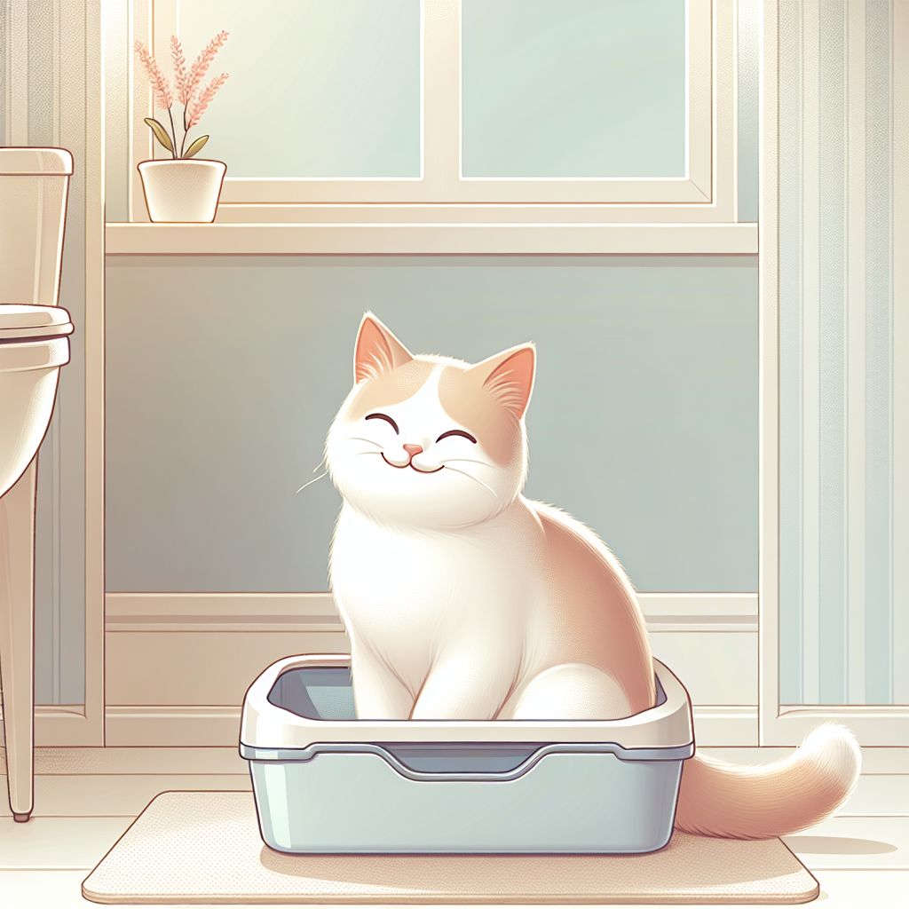 Chat gris utilisant une litière automatique moderne dans un intérieur contemporain et lumineux