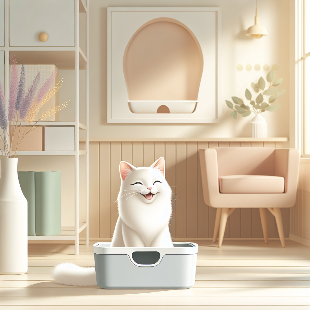 Chat tigré mangeant des croquettes sans céréales dans une gamelle moderne, environnement de cuisine contemporaine