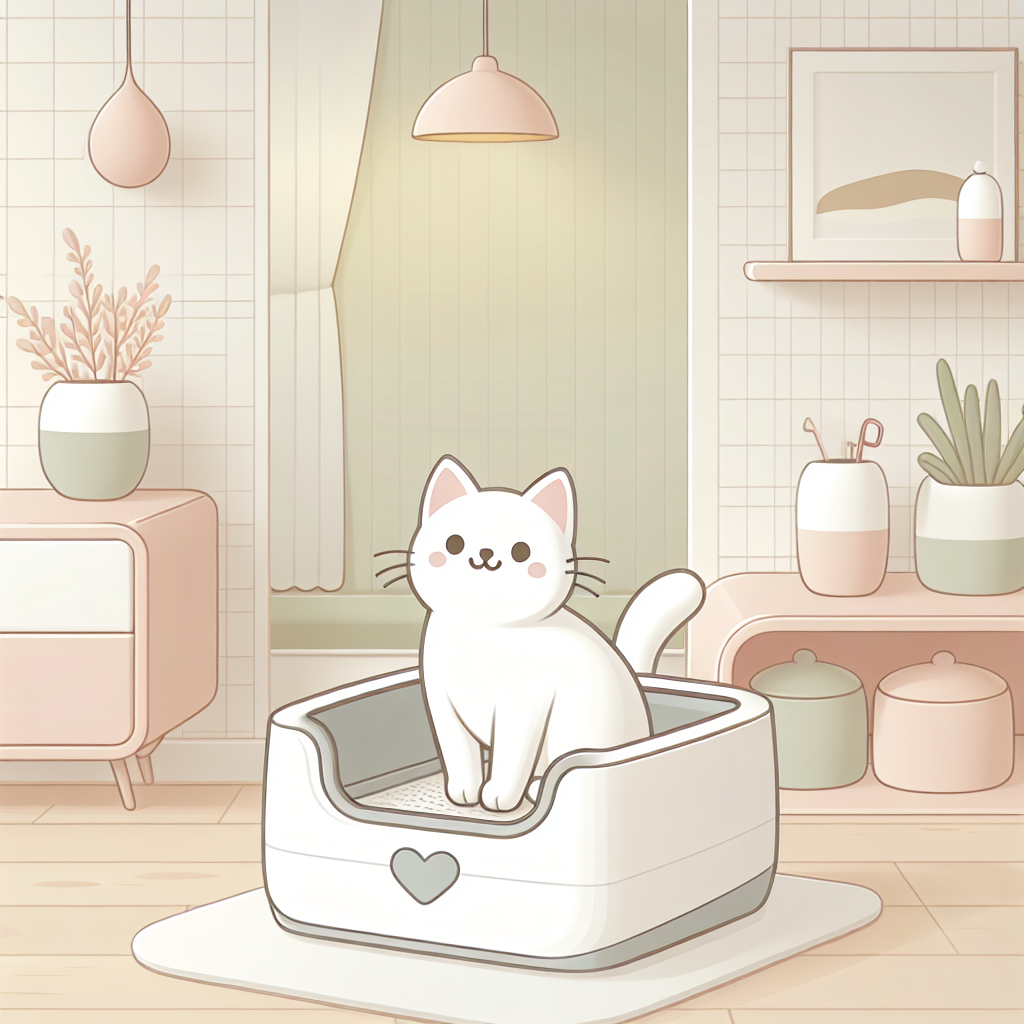 Chat tigré utilisant un griffoir moderne à côté d'un canapé intact, dans un salon lumineux et bien aménagé