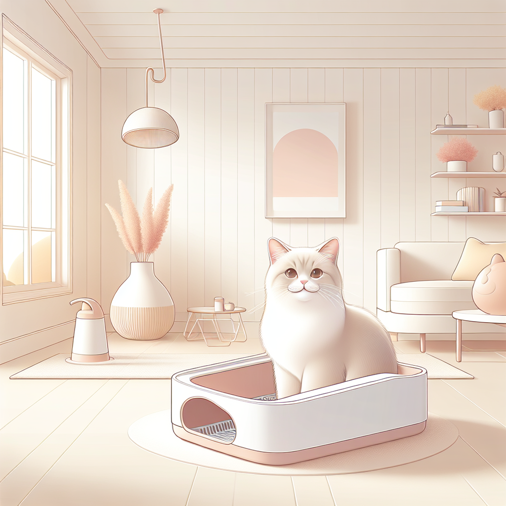 Contenant hermétique moderne avec croquettes pour chat, placé dans un placard de cuisine bien organisé