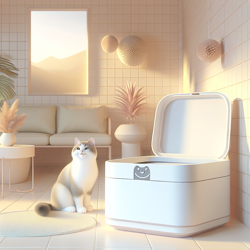 Chat tigré mangeant des croquettes bio dans une gamelle moderne, environnement propre et lumineux