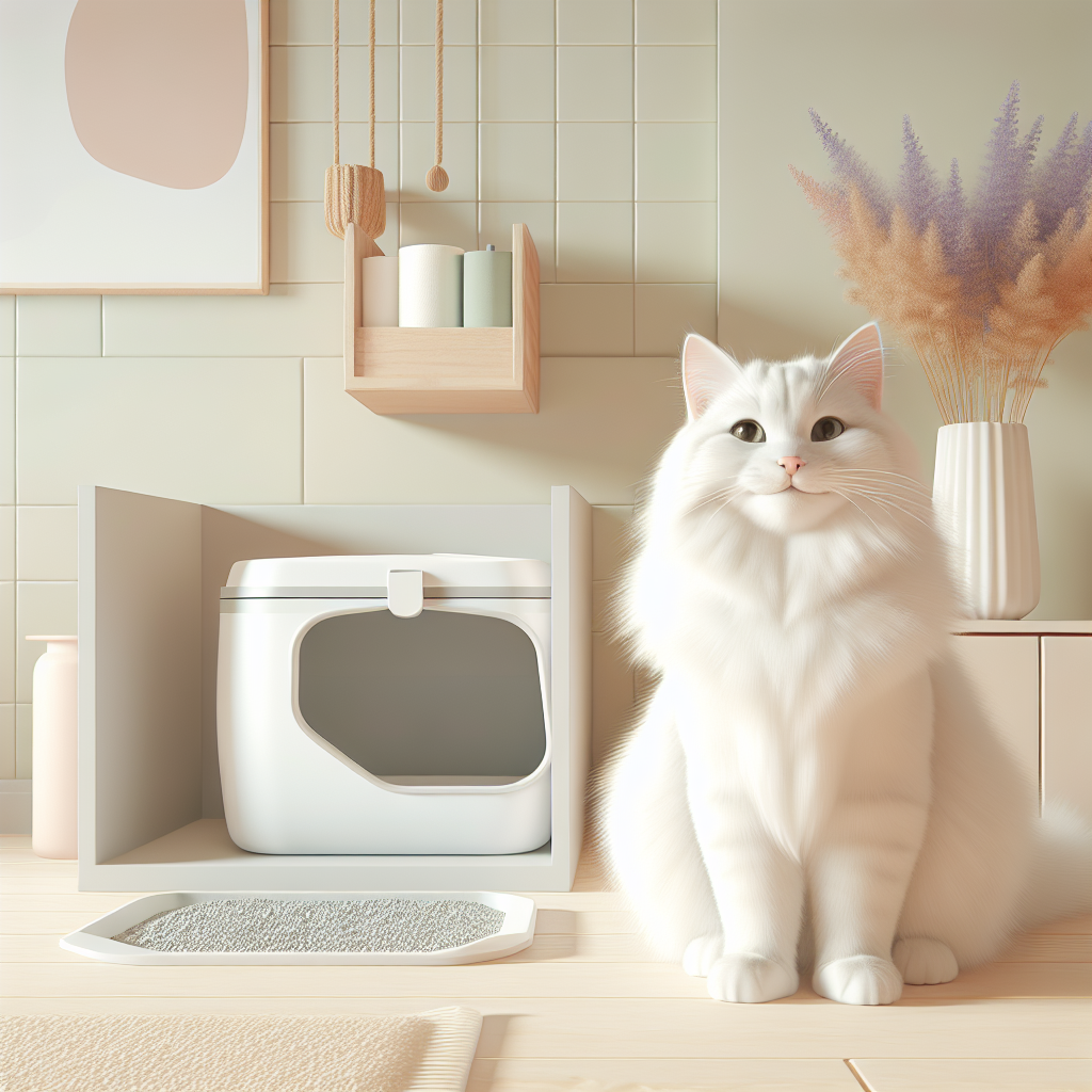 Chat tigré mangeant des croquettes appétentes dans une gamelle moderne, dans un environnement propre et lumineux