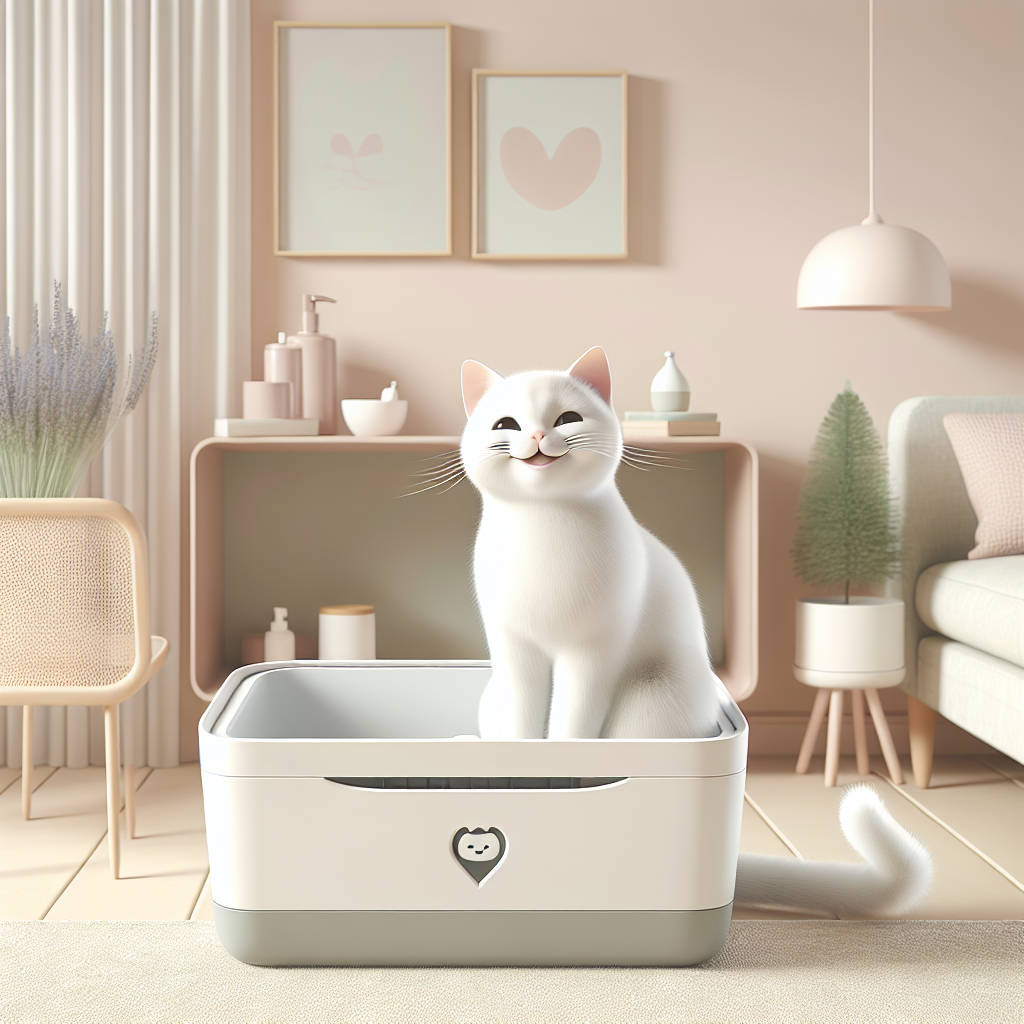 Chat tigré mangeant paisiblement des croquettes naturelles dans une gamelle blanche sur un tapis beige dans un intérieur moderne et lumineux