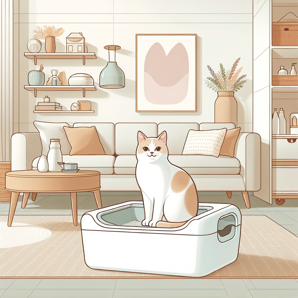 Chat tigré mangeant délicatement ses croquettes spéciales digestion sensible dans une gamelle moderne sur un tapis beige