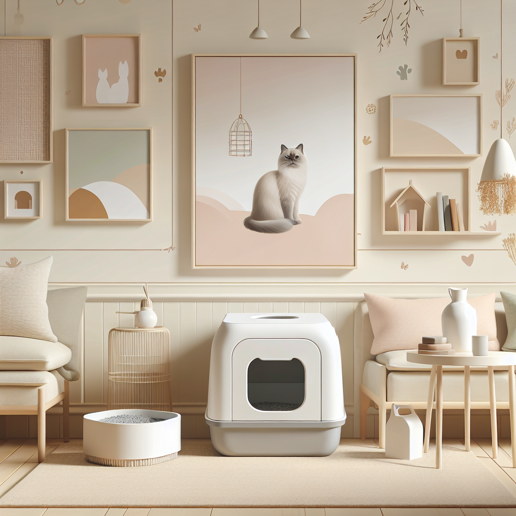 Chat tigré mangeant des croquettes dans une gamelle moderne, avec un environnement propre et confortable en arrière-plan