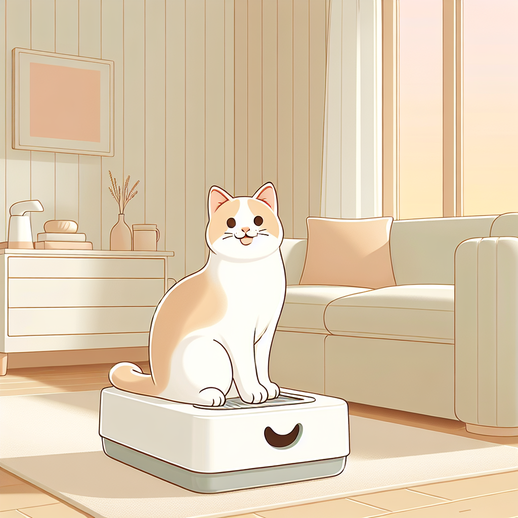 Chat tigré mangeant des croquettes sans céréales dans une gamelle moderne sur un sol carrelé