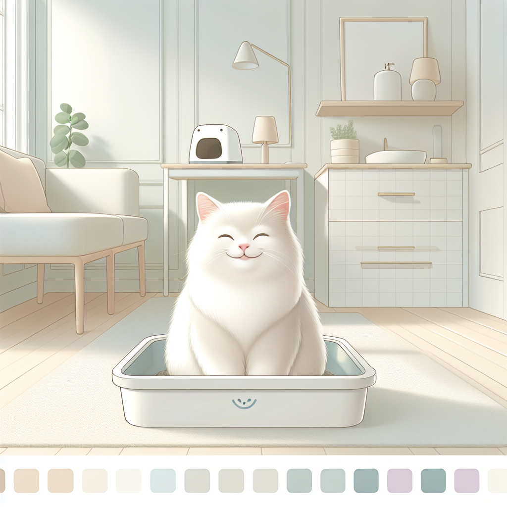 Chat tigré mangeant des croquettes sans céréales dans une gamelle moderne sur un tapis beige