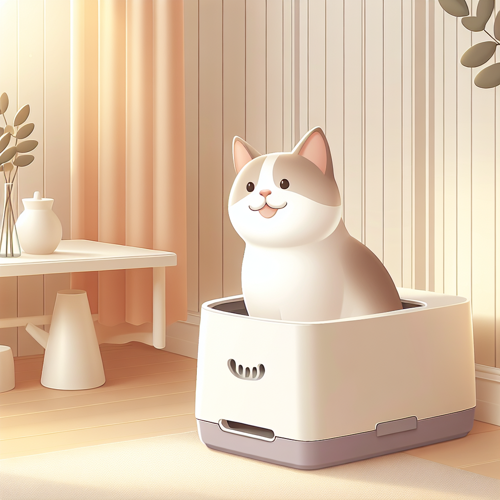 Chat utilisant une litière moderne dans un intérieur propre et sans odeur