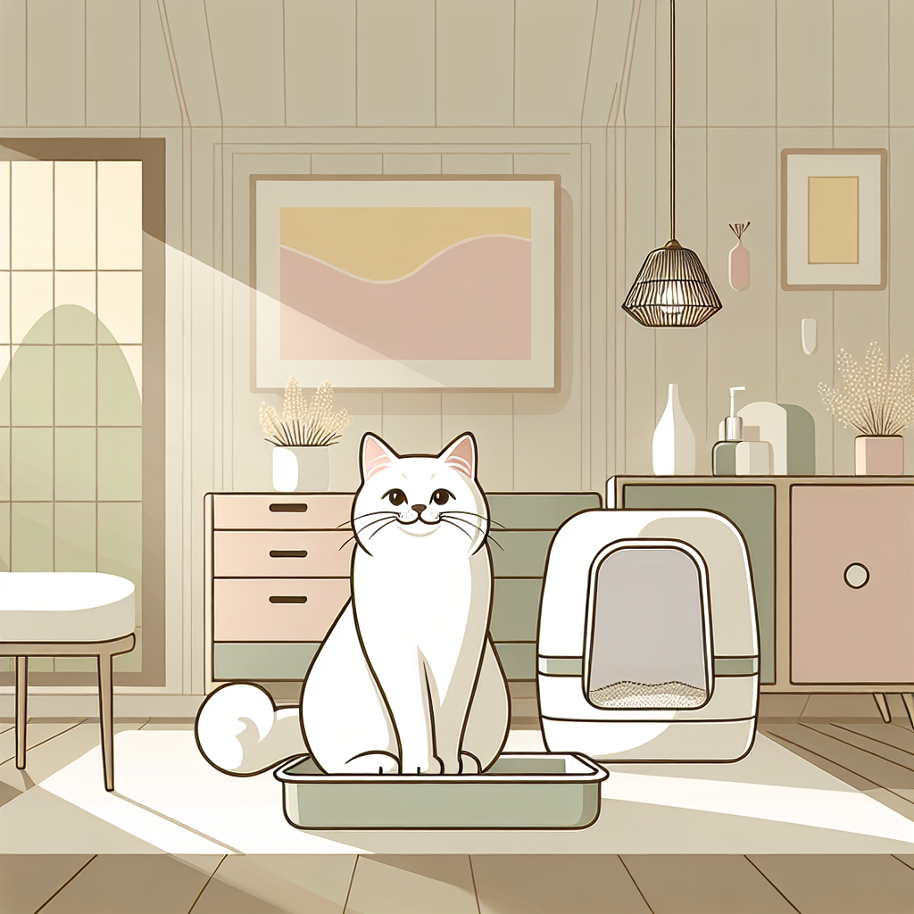 Chat tigré mangeant des croquettes dans sa gamelle avec expression satisfaite, illustrant une transition alimentaire réussie