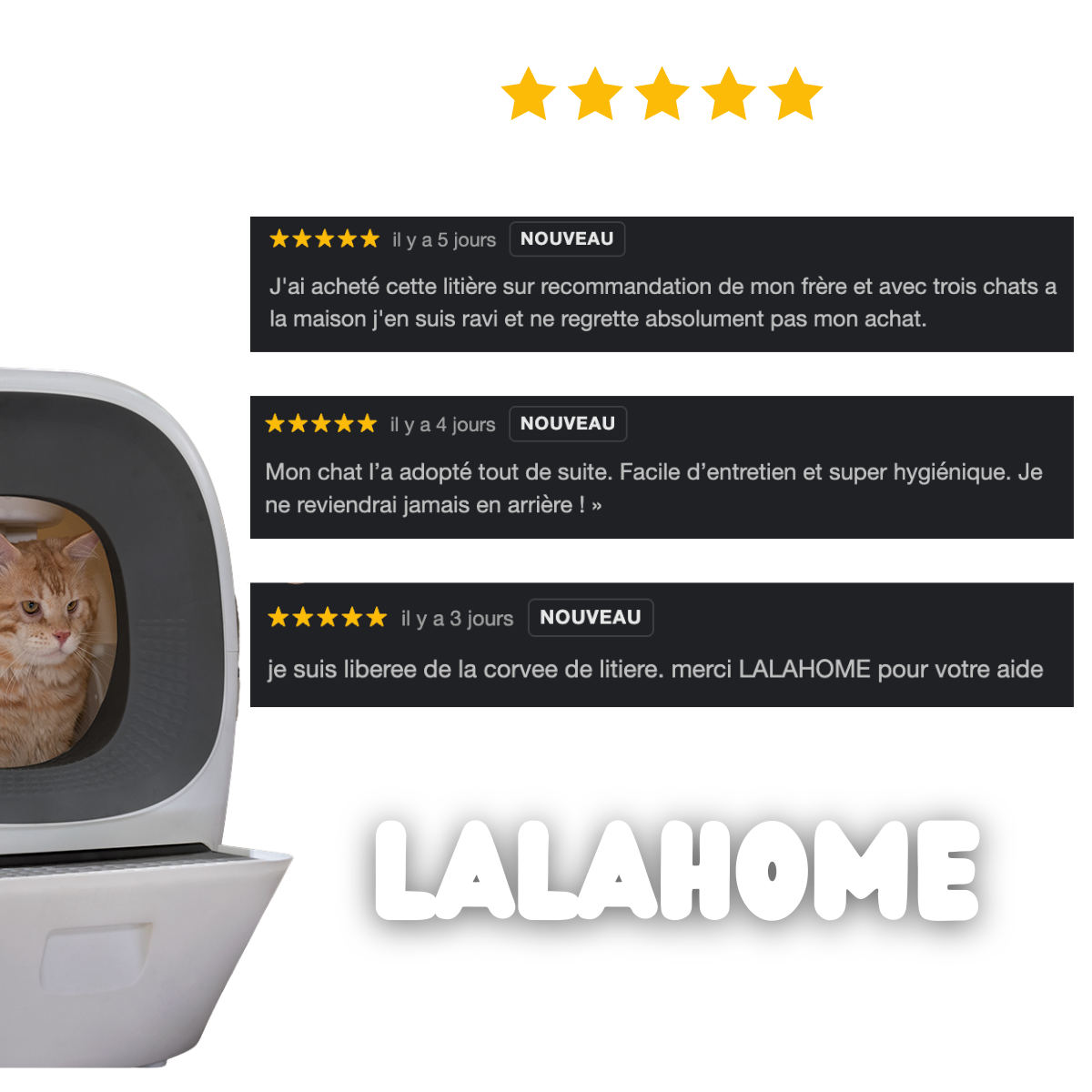 La seule litière 100% AUTOMATIQUE  – Lalahome