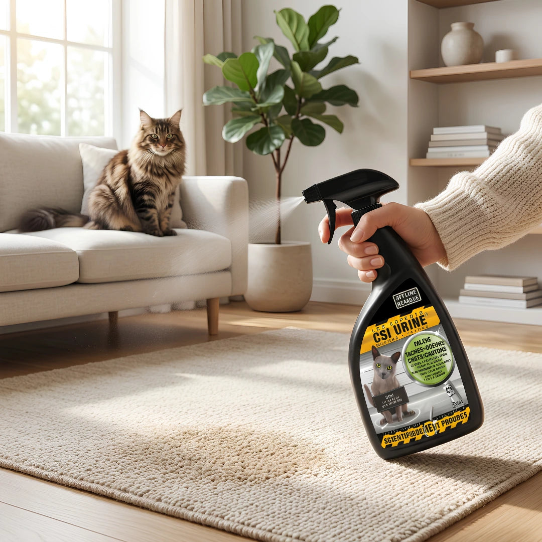 CSI Urine spray chat et chaton 500ml éliminateur taches urine moquette carrelage tissu sans produits chimiques