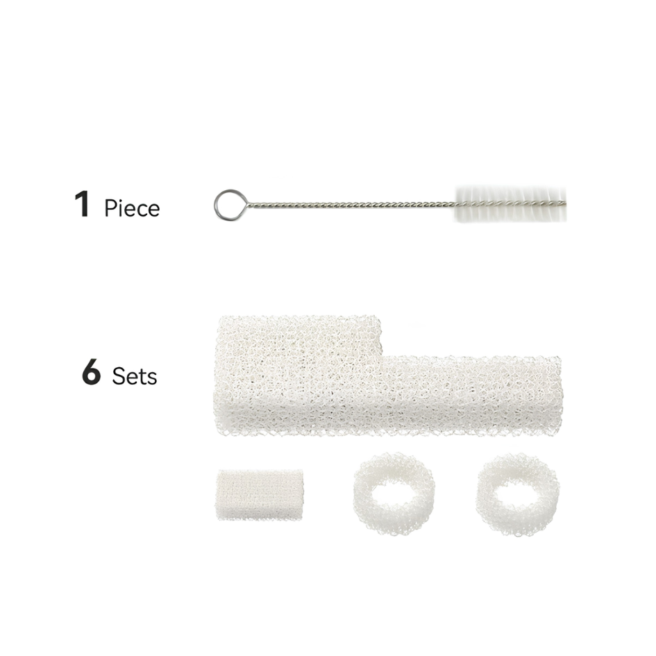 Kit filtres mousse x6 + brosse — Capture poils, poussière et débris