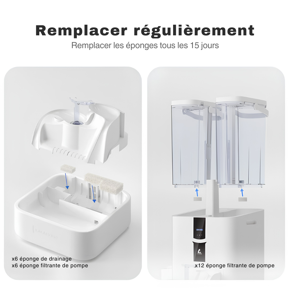 Kit filtres mousse x6 + brosse — Capture poils, poussière et débris