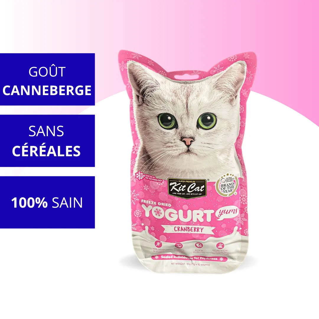 Friandise lyophilisée à la canneberge pour chat Yogurt Yums Kit Cat 10g