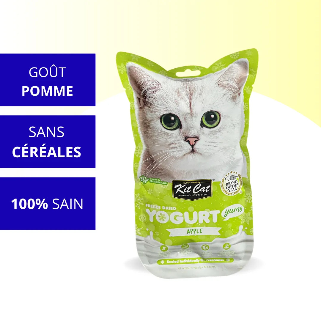 Friandise lyophilisée à la pomme pour chat Yogurt Yums Kit Cat 10g