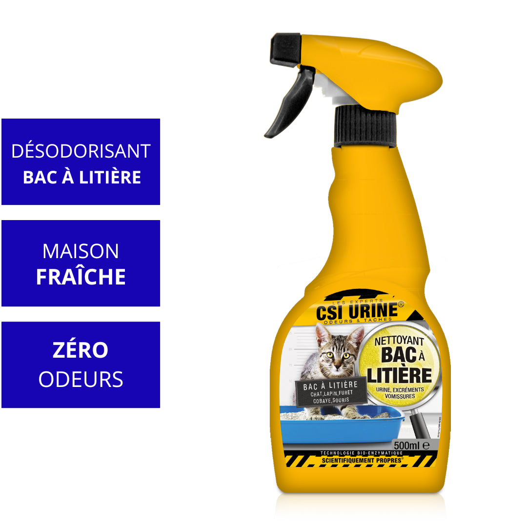 Nettoyant litière chat enzymatique CSI Urine spray bac litière 500ml sans produits chimiques agressifs