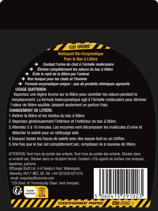 Nettoyant litière chat enzymatique - CSI Urine spray bac litière 500 ml