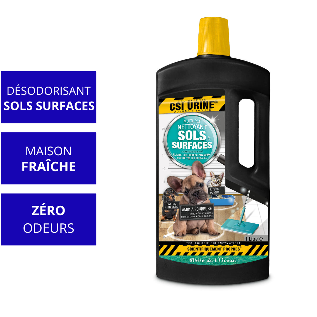 Nettoyant sol et surface concentré CSI Urine 1 litre enzymatique urine chat carrelage parquet non toxique biodégradable