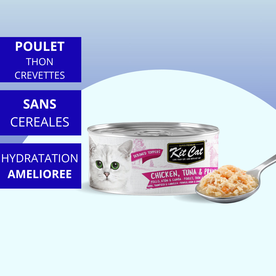 Gelée pour Chat Poulet, Thon & Crevette 80g - Kit Cat Toppers