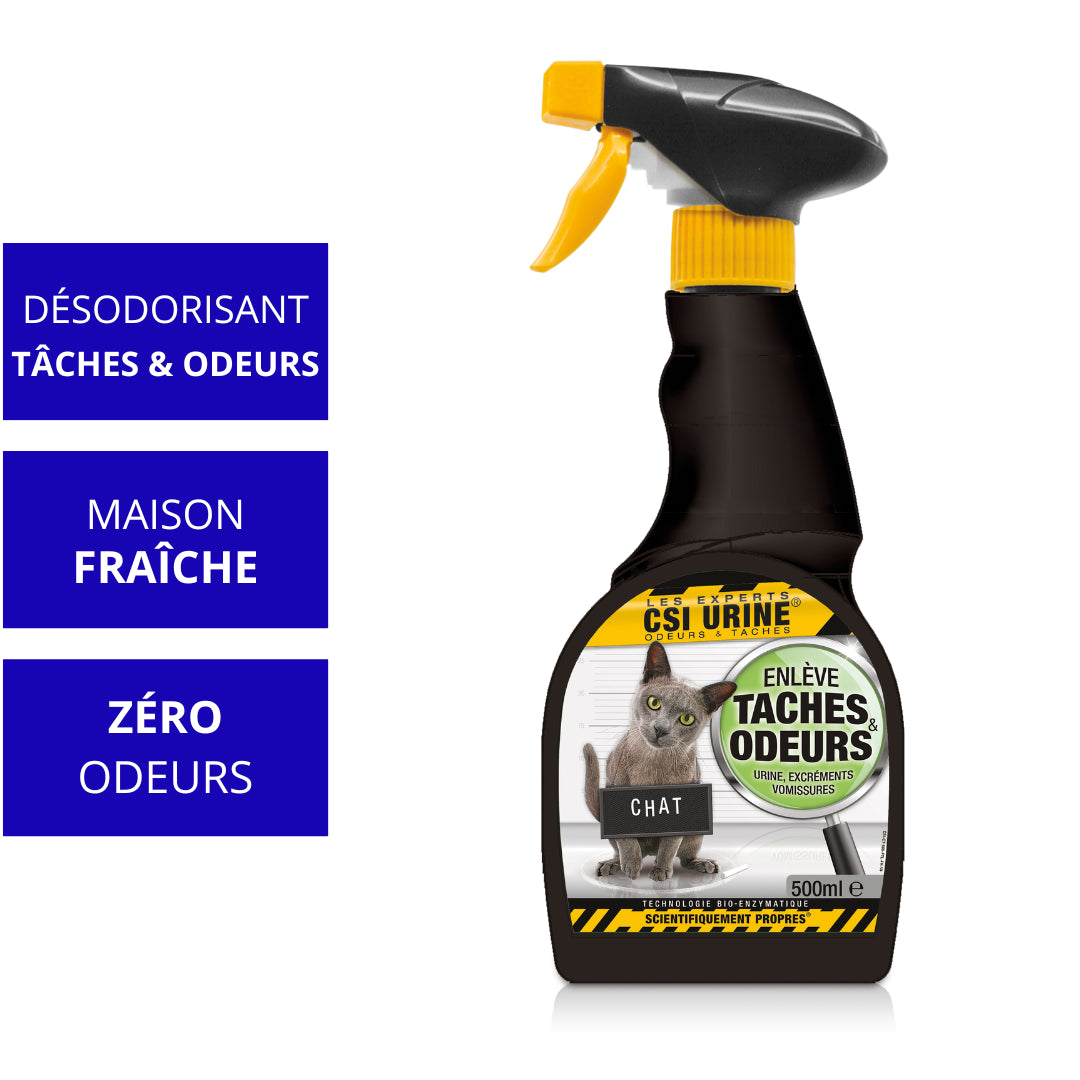 Spray anti tache et odeur urine chat CSI Urine 500ml enzymatique toutes surfaces non toxique biodégradable