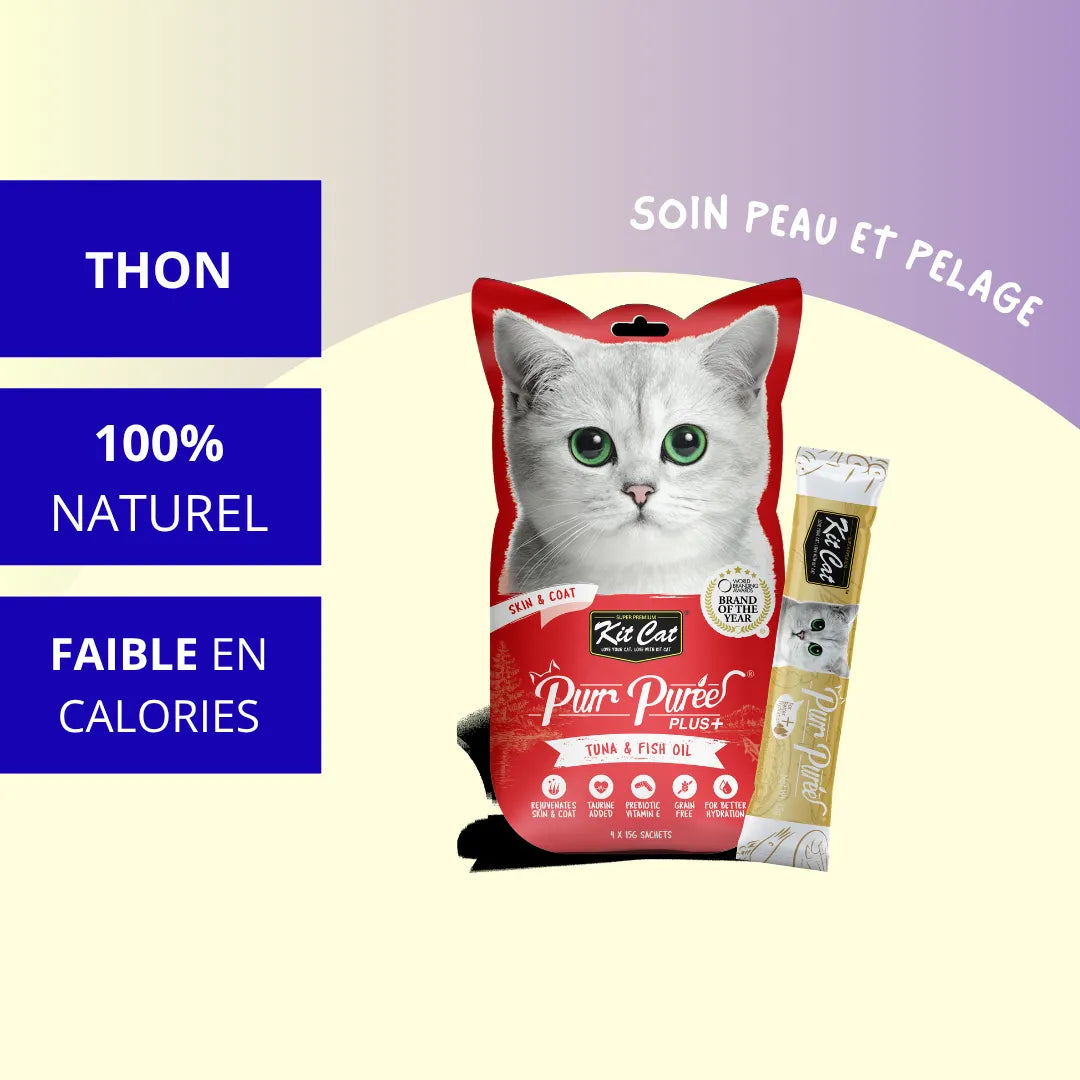 Kit Cat PurrPureePLUS - Thon (Peau et pelage) 60g
