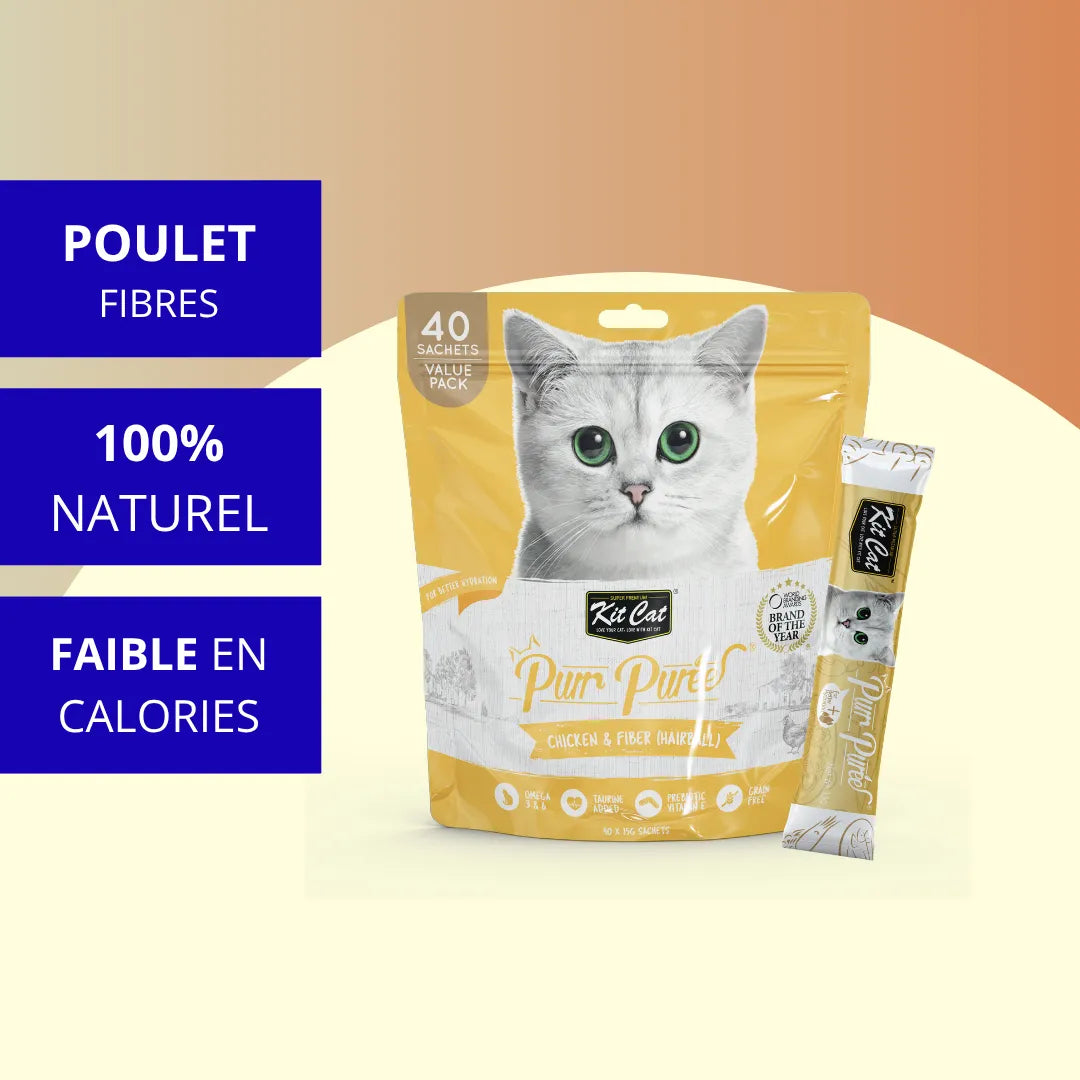 Kit Cat PurrPuree Value Pack - Poulet et fibres (boules de poils) 40x15g